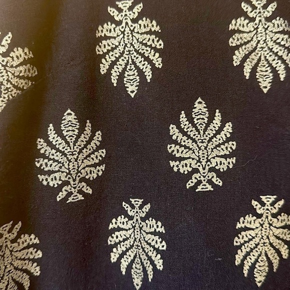 Madison Mathews Navy Printed Cotton Tunic Top Medium Preppy Coastal Resortwear - Picture 3 of 9